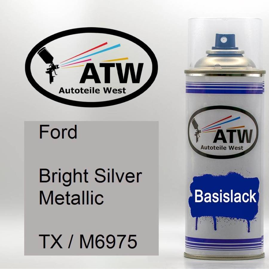 Ford, Bright Silver Metallic, TX / M6975: 400ml Sprühdose, von ATW Autoteile West.